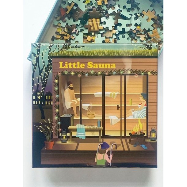 VISSEVASSE Little Sauna mini-puslespil med 150 brikker og saunamotiv.