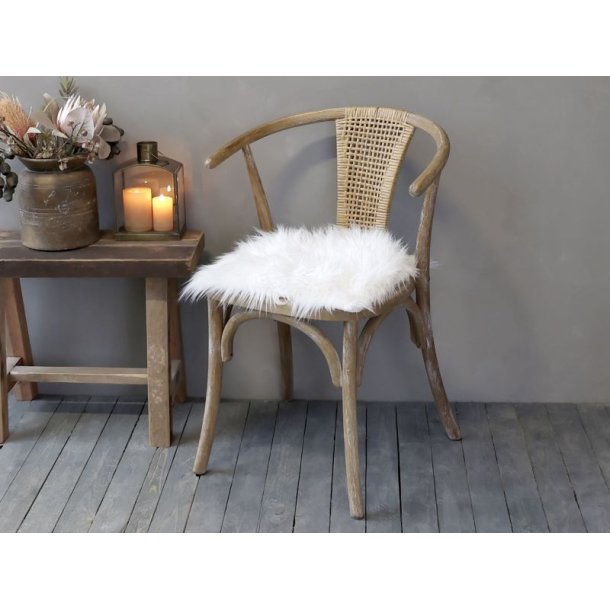 Lammeskind hvid imiteret til stol