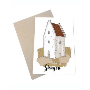 Postkort - sovenierkort Skagen - Den tilsandede kirke