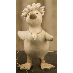 P�ske�lling i polyresin (Varenr. 10585-1) med udstrakte vinger og blomsterkrans p� 11,7 cm.