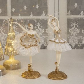 Ballerinaer creme/guld farvet ass.