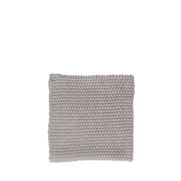 Et kvadratisk produktbillede i 1:1 format af en beige karklud i perlestrikket 100% bomuld p� en hvid baggrund.