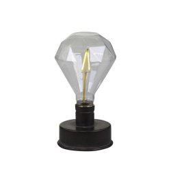 Batteridrevet bordlampe med diamantm�nstret glasp�re.