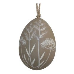 Fritlagt p�ske�g fra Chic Antique i antik lys beige med hvidt bladm�nster og snor.