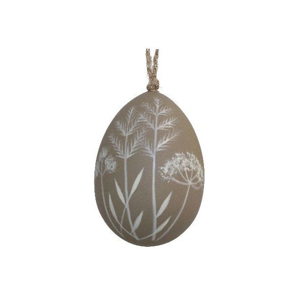 Fritlagt p�ske�g fra Chic Antique i antik lys beige med hvidt bladm�nster og snor.