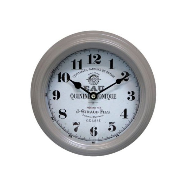 Rundt v�gur fra Chic Antique i antik creme metal med romertal og rustik finish.