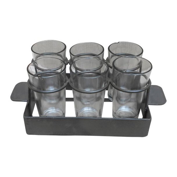 Drikkeglas i jernbakke � S�t med 6 stk.