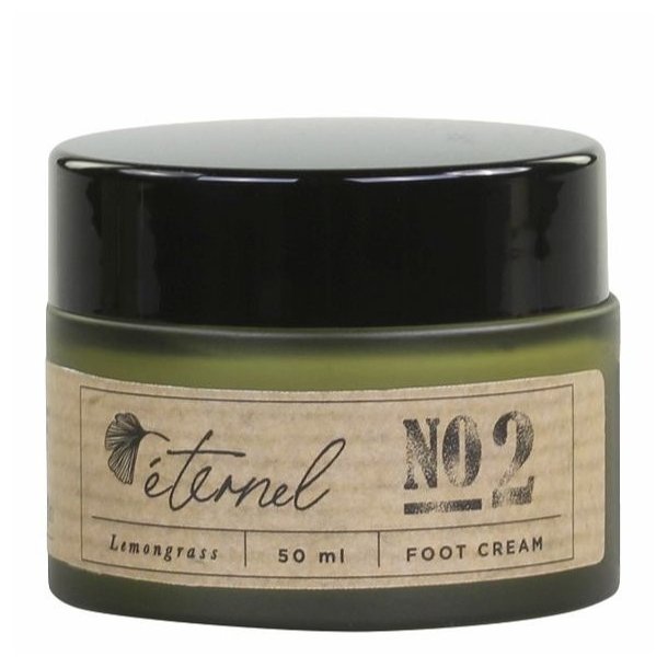 En krukke Eternel Fodcreme No. 2 med citrongr�s p� 50 ml, vist mod en lys baggrund.