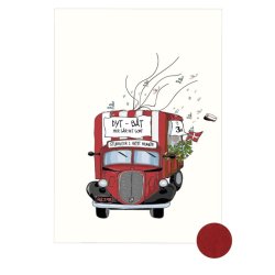 Fritlagt illustration af en r�d studenterbil p� en A3-plakat til fingeraftryk.