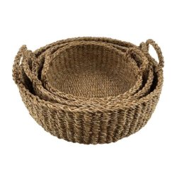 Flettede kurve med h�ndtag af s�gr�s � S�t med 3 stk.