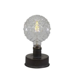 Tr�dl�s bordlampe fra Chic Antique i zink med antique kul finish