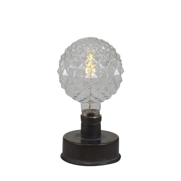 Tr�dl�s bordlampe fra Chic Antique i zink med antique kul finish