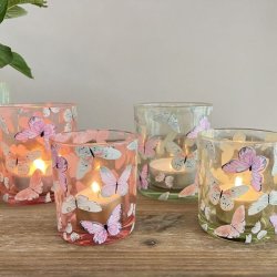 fyrfadsstager-sommerfugle-groen-rosa-saet