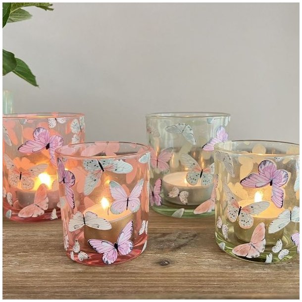 fyrfadsstager-sommerfugle-groen-rosa-saet