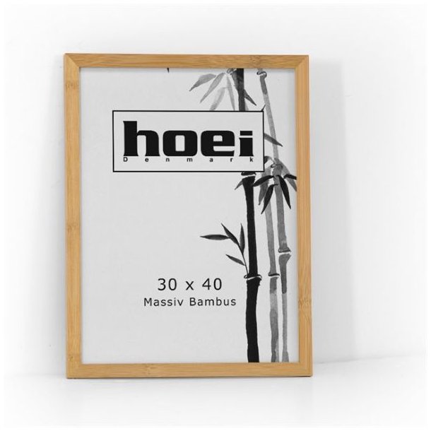 Klassisk 30x40 cm billedramme i lys, massiv bambus med klart glas