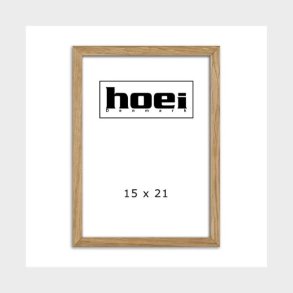 Lille Hoei billedramme i lyst, massivt egetr� med 2 mm glas 15x21 cm.