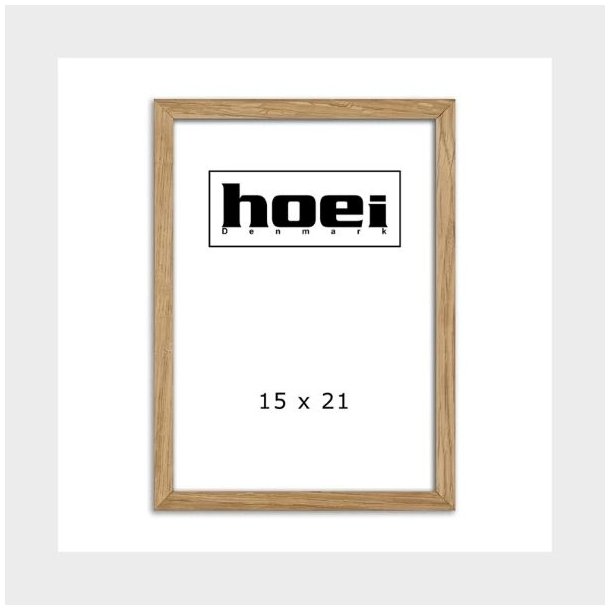 Lille Hoei billedramme i lyst, massivt egetr� med 2 mm glas 15x21 cm.