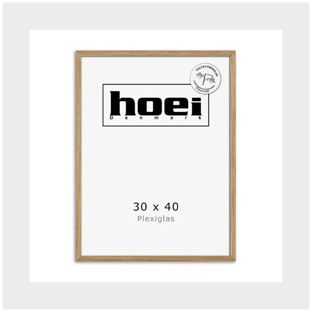 Hoei billedramme i massivt lyst egetr� med plexiglas 30x40 cm.