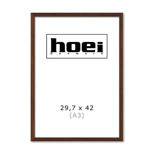 Stilren 30x40 cm billedramme i m�rkt, massivt egetr� med klart glas.