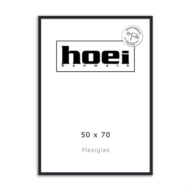 Stor sort tr�ramme fra Hoei i st�rrelsen 50x70 cm med plexiglas