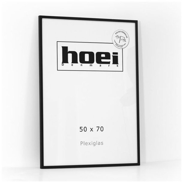Stor sort tr�ramme fra Hoei i st�rrelsen 50x70 cm med plexiglas