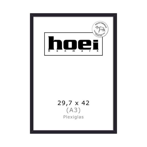 Moderne sort tr�ramme i A3-st�rrelse med plexiglas