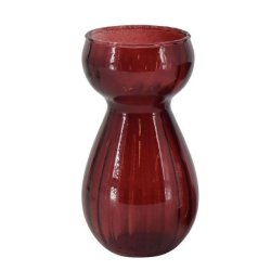 Stor og slank bordeauxr�d glasvase p� 11 cm, velegnet til hyacintl�g eller sm� blomsterstilke.