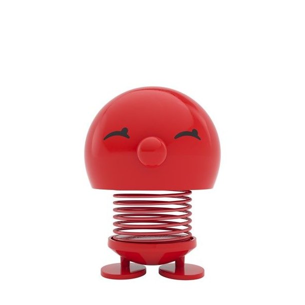 hoptimist-bimble-large-klassisk-roed En original r�d Hoptimist Bimble pigefigur i plast med en h�jde p� 15 cm, en diameter p� 10 cm og smilende �jne, fritlagt p� en ren hvid baggrund.