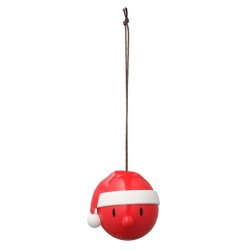 9200-40-santa-julekugle-ormament-hoptimist En juler�d Hoptimist Red Santa julekugle med hvid julemandshue og snor til oph�ng med en diameter p� 6 cm, fritlagt p� en ren hvid baggrund.