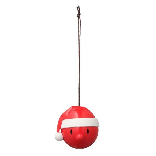 9200-40-santa-julekugle-ormament-hoptimist En juler�d Hoptimist Red Santa julekugle med hvid julemandshue og snor til oph�ng med en diameter p� 6 cm, fritlagt p� en ren hvid baggrund.