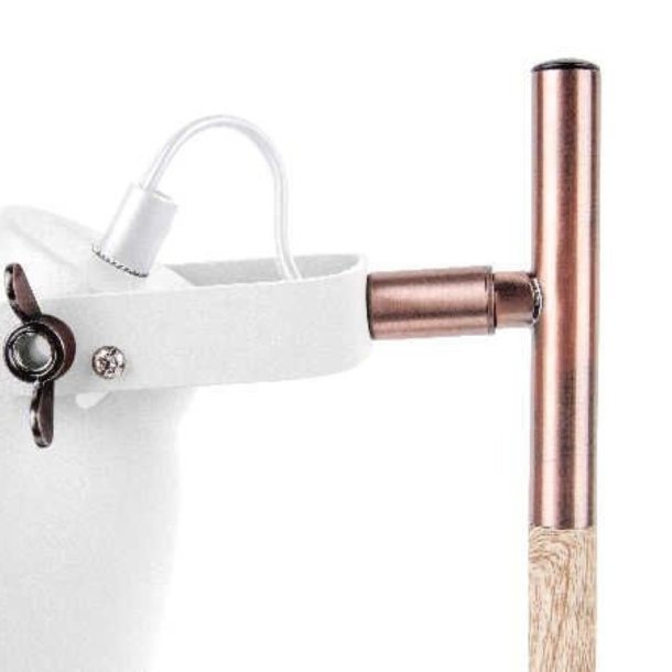 Leitmotiv Bordlampe � Hvid Metal m. Lyst Tr� &amp; Kobber