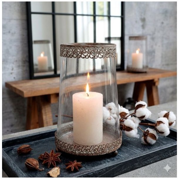 hvidt-bloklys-rustik-paraffin-H10cm-hurricane-sand-H17cm-varenr-1705-86