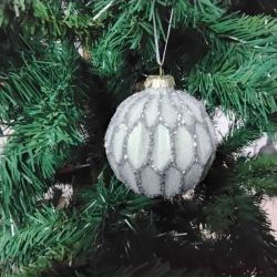 Julekugle jadegr�n med m�nster