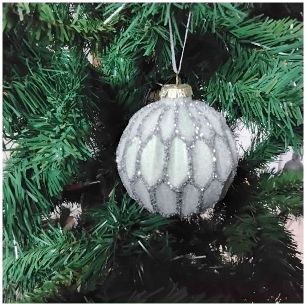 Julekugle jadegr�n med m�nster