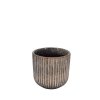 Keramik-urtepotte-lille Meleret brun urtepotte i retro design, h�jde 11 cm og diameter 11 cm.