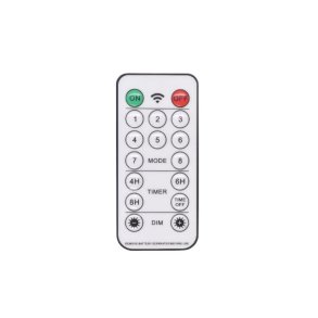 Lille s�lvfarvet fjernbetjening fra La Vida til styring af LED-julestjerner og timer-funktion.