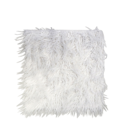 Et kvadratisk hvidt imiteret lammeskind p� 40x40 cm med en bl�d og t�t overflade vist mod en hvid baggrund.