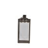 Stor antikbrun jernlanterne p� 29 cm med m�nstret kant �verst og en praktisk hank til oph�ng, vist p� hvid baggrund.