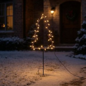 Stort kegleformet LED juletr� i sort metal med 200 varmhvide lysdioder.