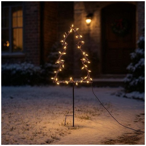 Stort kegleformet LED juletr� i sort metal med 200 varmhvide lysdioder.