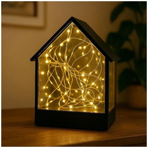 LED spejlhus med infinity lyseffekt og sort ramme.
