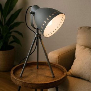 Metalgr� trebenet Leitmotiv Mingle bordlampe med justerbar sk�rm og s�lvdetaljer.