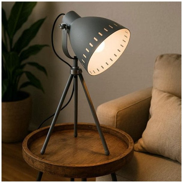 Metalgr� trebenet Leitmotiv Mingle bordlampe med justerbar sk�rm og s�lvdetaljer.