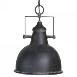 Lille Chic Antique loftlampe i sort metal med r�t industrielt fabriks-look.