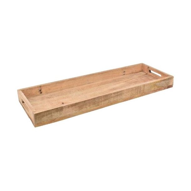 Lille tr�bakke med udsk�rne h�ndtag i m�lene 50x17 cm vist p� hvid baggrund.