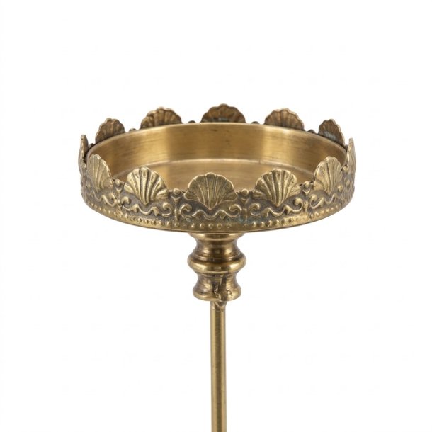 Fritlagt produktbillede af den store lysholder p� spyd i antik guld (H12 / �8,5 cm) p� hvid baggrund.