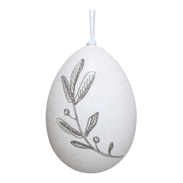 �rbillede af relief-m�nstret og glimmer-effekten p� det hvide Chic Antique p�ske�g.