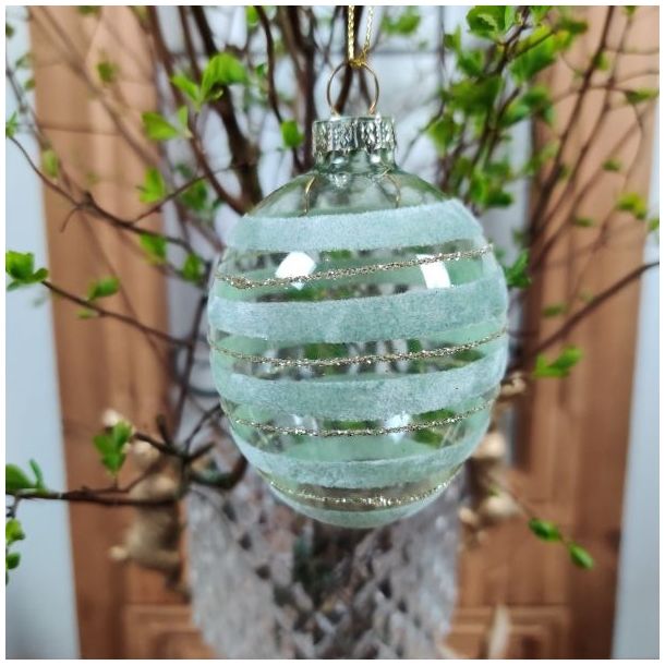 P�ske�g til oph�ng med gr�nne striber str. �6xH8 cm