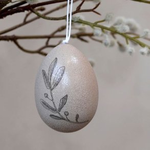 Latte-farvet p�ske�g i polyresin fra Chic Antique med detaljeret bladm�nster.