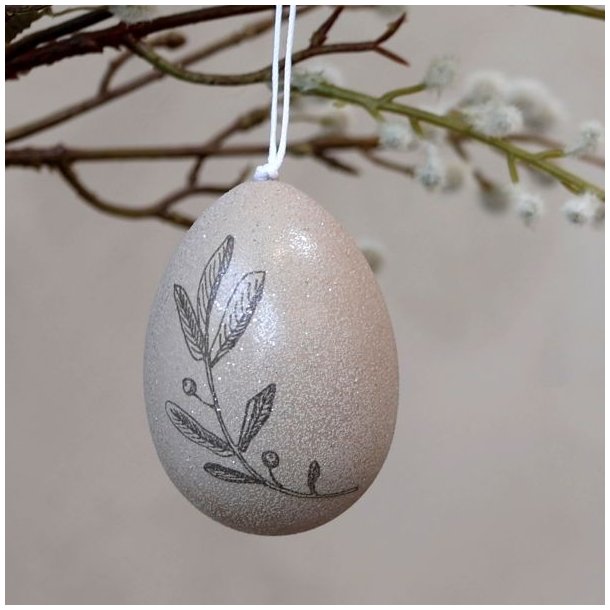 Latte-farvet p�ske�g i polyresin fra Chic Antique med detaljeret bladm�nster.